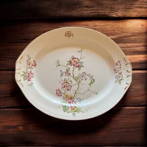 Homer Laughlin Eggshell Georgian Vintage Serving Platter Pink Floral Gold G3500